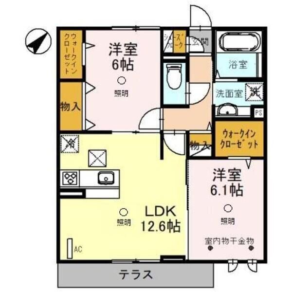 メイプルシャトー102号室 間取り図