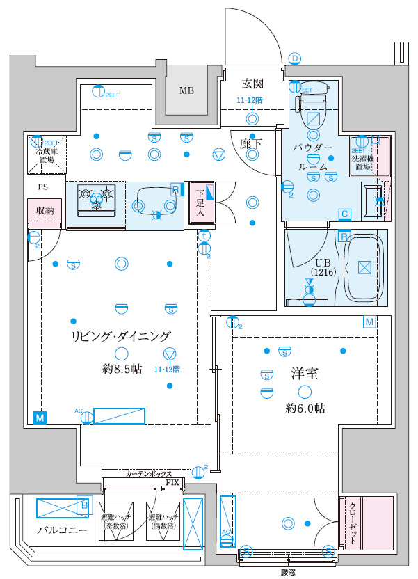 GENOVIA文京千駄木1101号室 間取