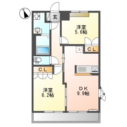 プリムベールⅠ201号室 間取