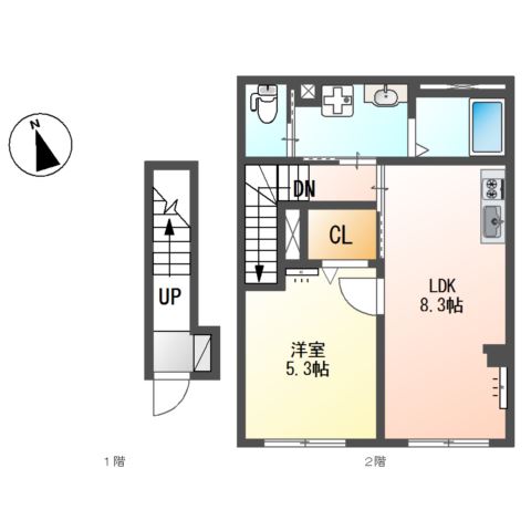 ホクレア202号室 間取