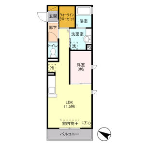 テラスコート301号室 間取