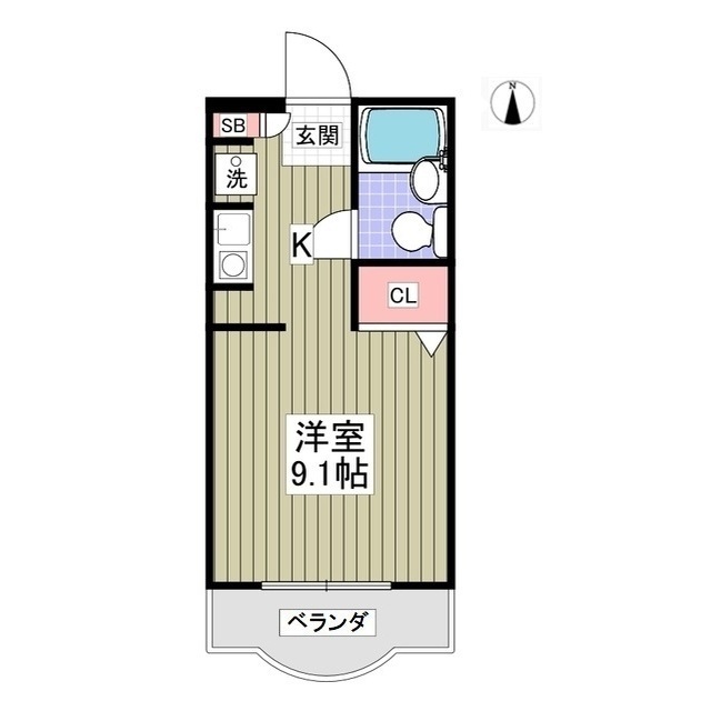 シャンロック門沢橋102号室 間取