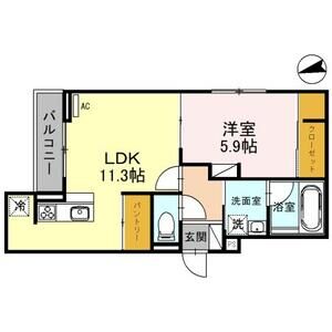 グラシア201号室 間取