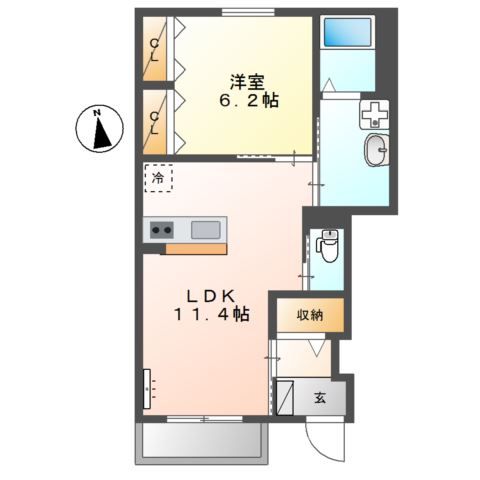 ＣＯＭＦＯＲＴＩＡ103号室 間取