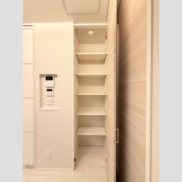 フレジア103号室 キッチンの収納は小物や掃除用具の収納に便利♪