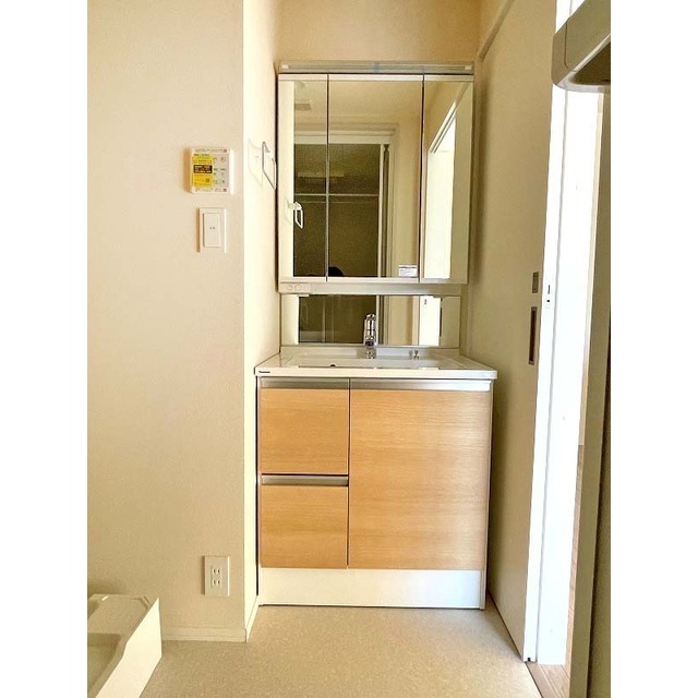 サニーハウス 大きいミラーキャビネットのシャワー付き洗面台