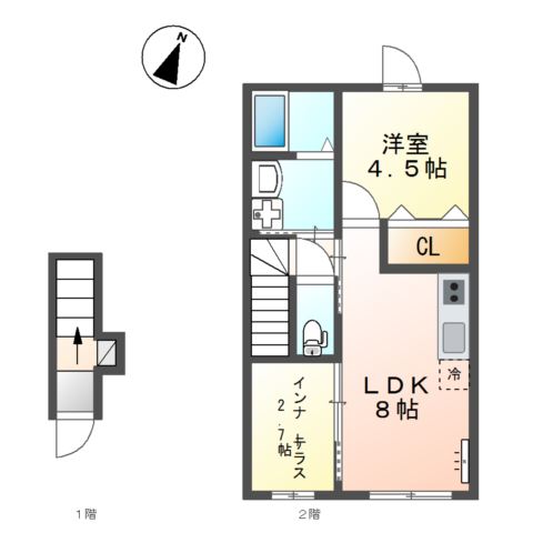パレス北野203号室 間取