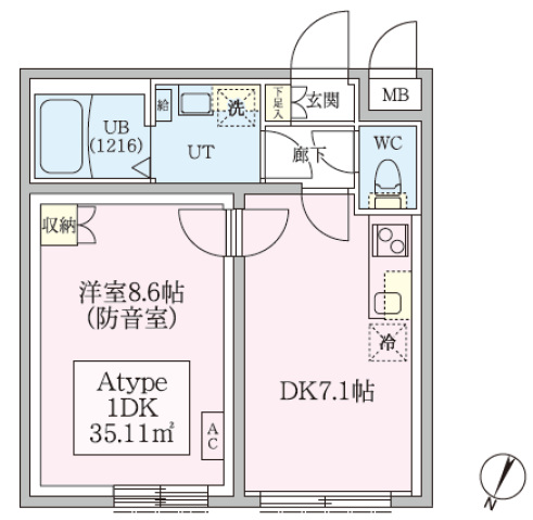 【防音マンション】スカイラシクラス田園調布本町101号室 間取