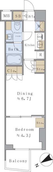 Ｂｒｉｌｌｉａ　ｉｓｔ　千駄ヶ谷5階 間取