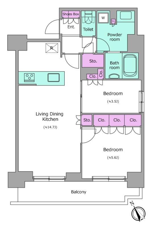 クレストコート門前仲町14階 間取