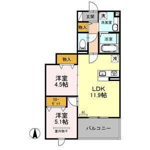ヌヌース南鳩ヶ谷304号室 間取