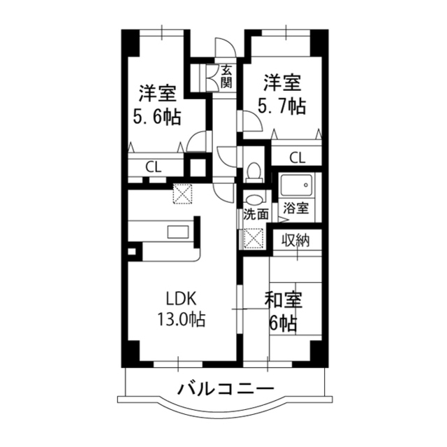 フルールポワール向ヶ丘302号室 間取
