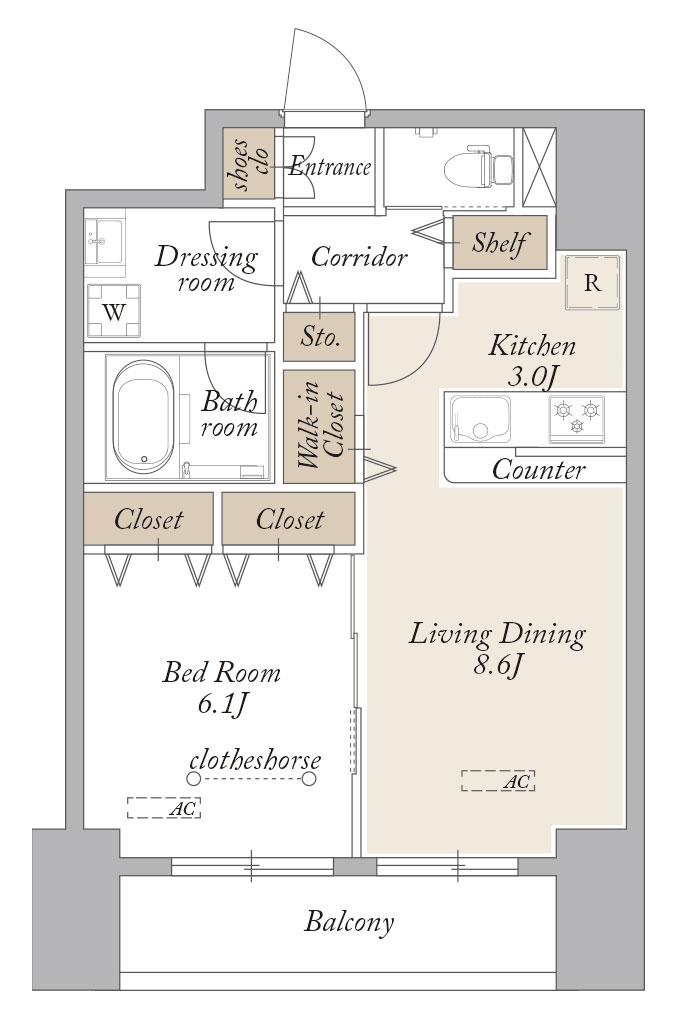 グランディアラフィーネ905号室 間取