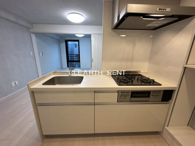 ＧＲＡＮ ＰＡＳＥＯ三宿Ⅱ2階 システムキッチンで3口ガスコンロ/収納棚付き