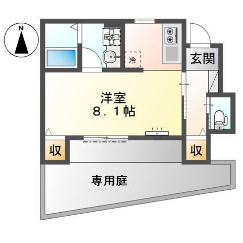 グリーンパーシモン102号室 間取