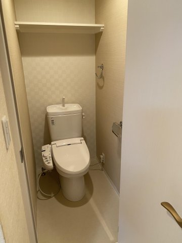 藤和中野坂上コープ604号室 ダウンライトに照らされたトイレ