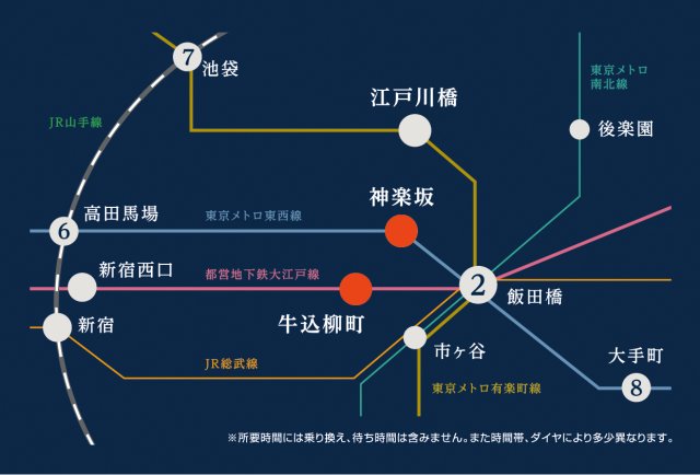 プラウドフラット神楽坂Ⅲ504号室 ★路線図★
