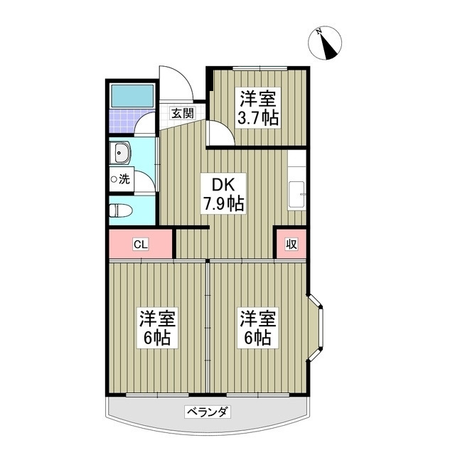 丸新ハイツ401号室 間取