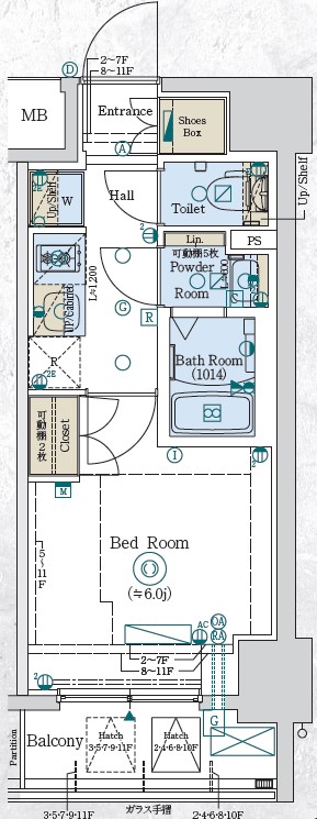 ＧＥＮＯＶＩＡ阪東橋Ⅱｓｋｙｇａｒｄｅｎ1008号室 間取