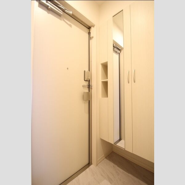 セレスティア大谷田311号室 玄関には姿見付きシューズボックス