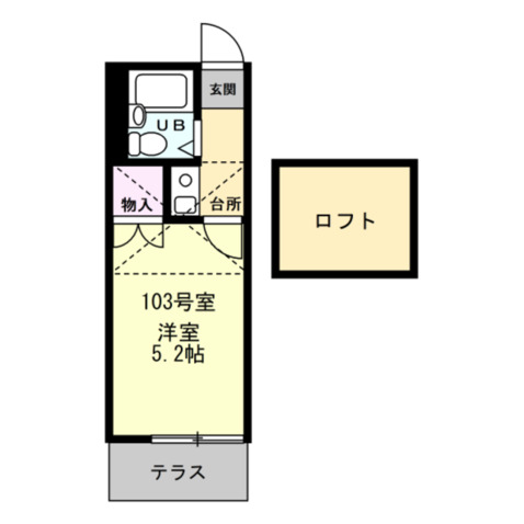 レオパレス21川崎観音103号室 間取