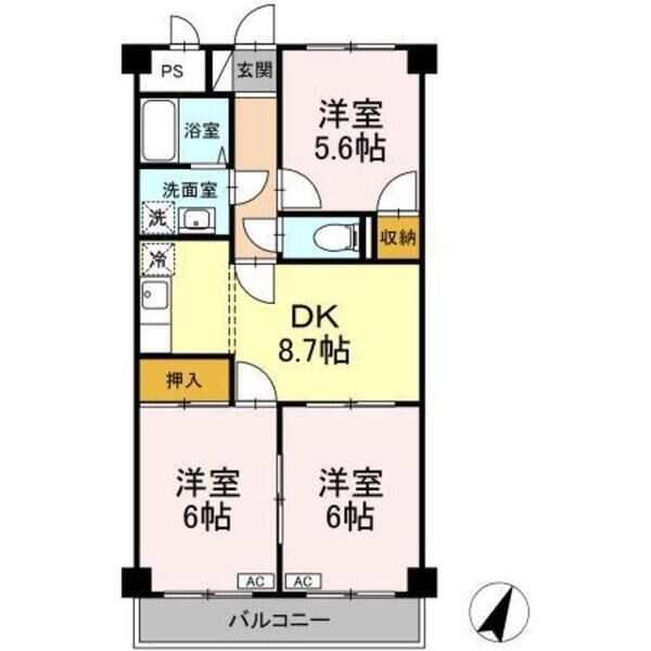 シティパル瑞江402号室 間取図