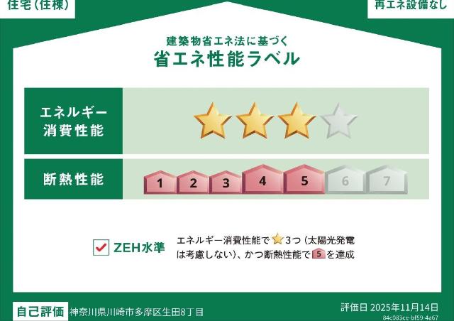 川崎市多摩区生田新築アパート(仮) 省エネ性能ラベル