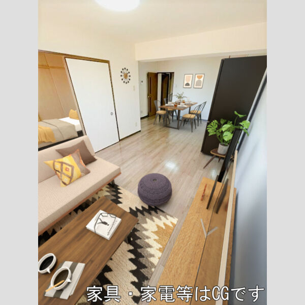 ジョウエイ別府203号室 リビング(※家具・家電等はCGです)