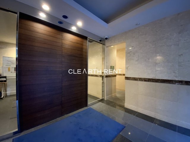 パレステュディオ南麻布4階 あたたかみのある木目調のエントランス扉