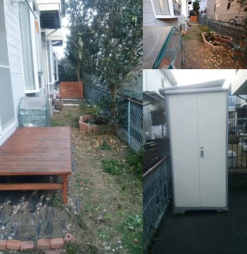 ファミール海老名102号室 小さな庭と物置付き