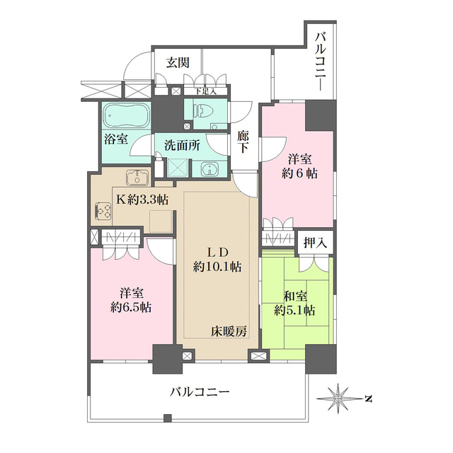 浦和パークハウス1205号室 間取