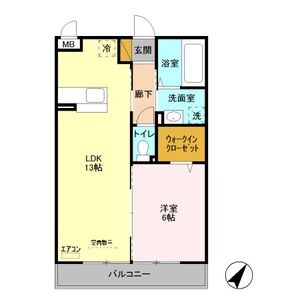 グランメールM205号室 間取