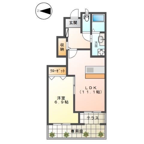 Ｐｌｕｍｅｒｉａ（プルメリア）107号室 間取