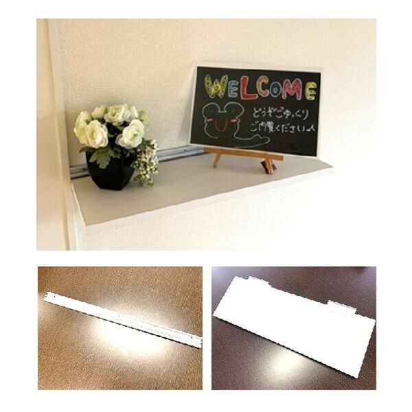 サニーフラット三ツ沢 スリムレール棚を新設。壁面デッドスペース部分を有効的に使用出来る多様性。壁面に専用レールがあることにより手軽に取り外しが出来ます。