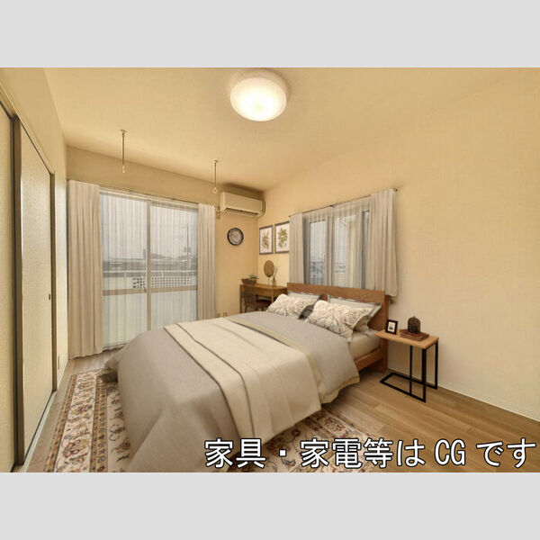 グレース田喜野井　Ⅲ番館206号室 西側洋室　※家具・家電等はCGですが実寸サイズで作成しております。