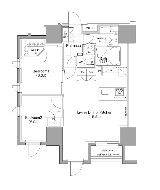 ザ・パークハビオ横浜関内1201号室 間取