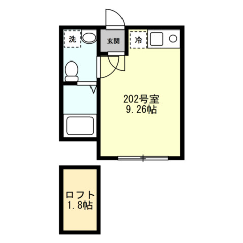 ベイルーム上町屋ＡＢ棟A202号室 間取