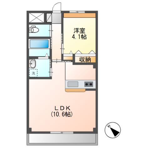 メルヴェール　エスト206号室 間取