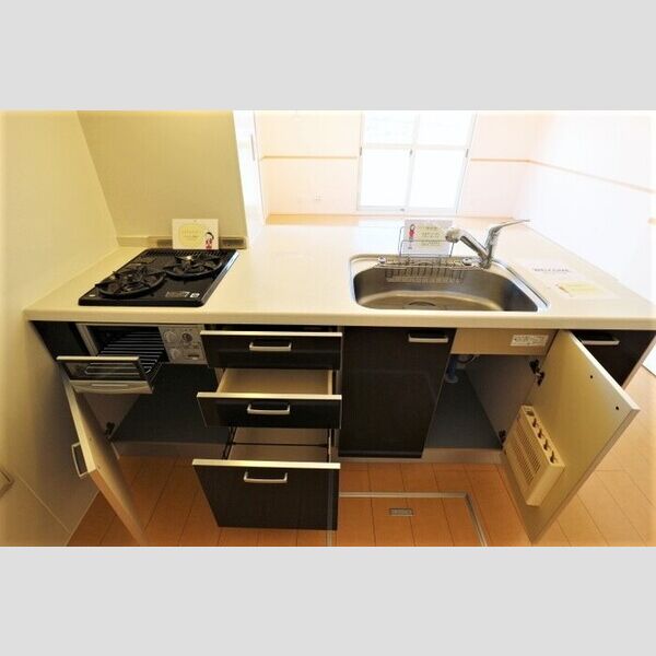 アシネス102号室 ガスコンロ2口　グリルも付いてます