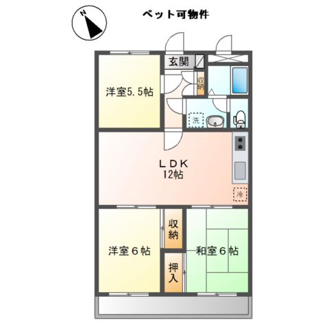 リバーサイドソシア306号室 間取