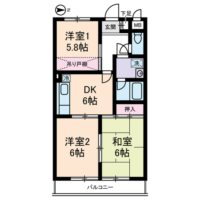 メゾンドール0202号室 間取