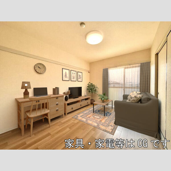 グレース田喜野井　Ⅲ番館206号室 東側洋室　※家具・家電等はCGですが実寸サイズで作成しております。