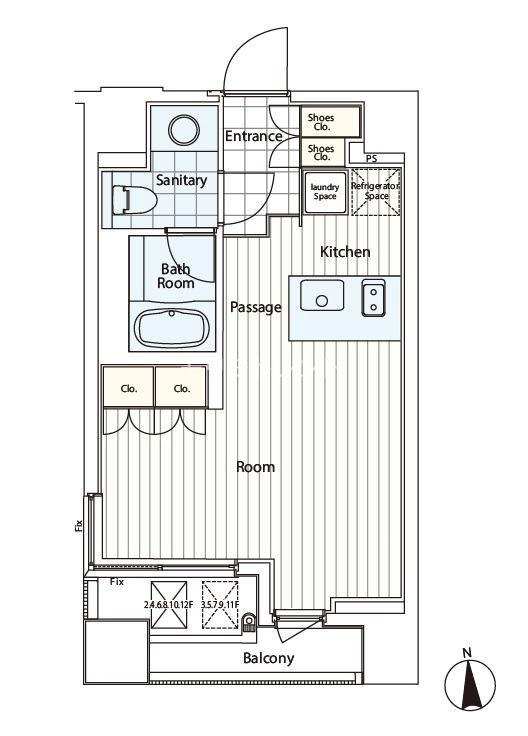 カスタリア麻布十番Ⅱ7階 間取