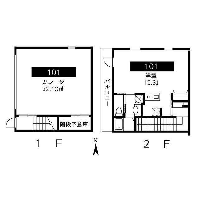 T.N. ガレージハウスA-2-101号室 間取