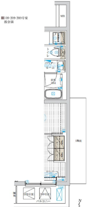 GENOVIA世田谷桜0109号室 109号室 部分図