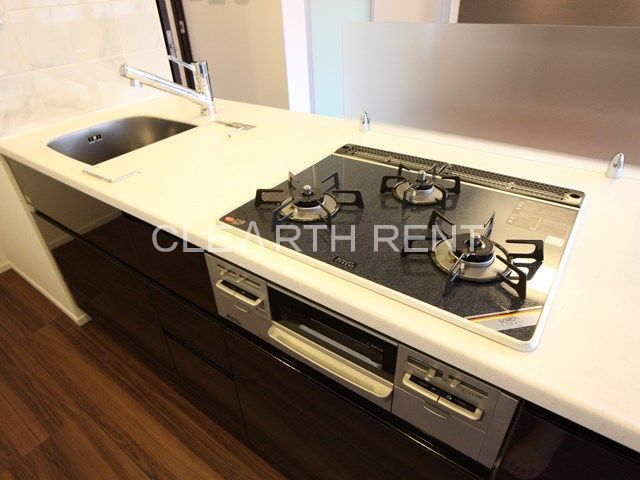 コンシェリア新橋 ＭＡＳＴＥＲ’Ｓ ＶＩＬＬＡ 浄水器一体型水栓/シンクは取り外し可能なスライドプレート採用