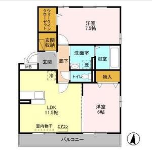 クロシェット　B201号室 間取