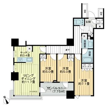 ザ・スカイクルーズタワー9階 間取