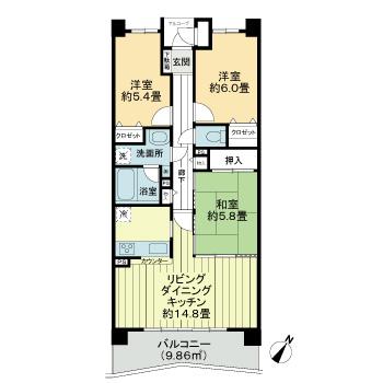 ライオンズマンション千葉グランドタワー20階 間取