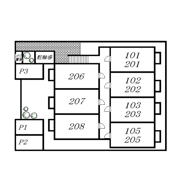 アムール Le monde vert202号室 外観